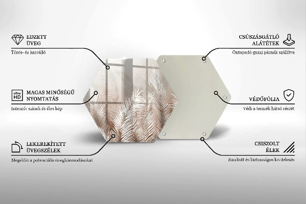 Tagliere in vetro Foglie di vegetazione boho