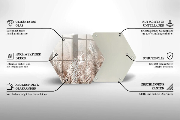 Tagliere in vetro Foglie di vegetazione boho