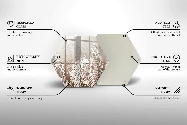 Tagliere in vetro Foglie di vegetazione boho