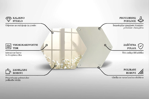 Tagliere in vetro Fiori boho in gesso