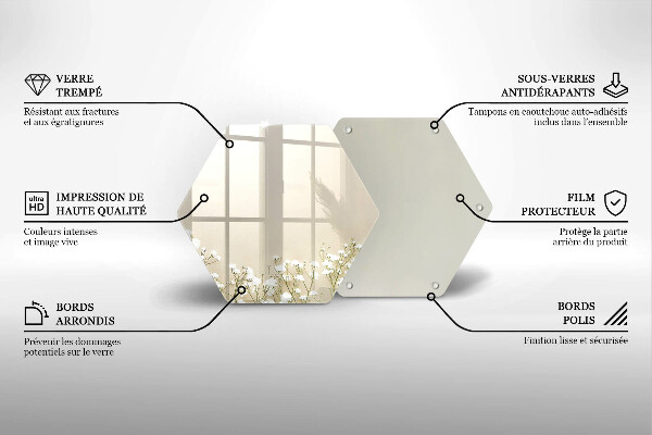 Tagliere in vetro Fiori boho in gesso