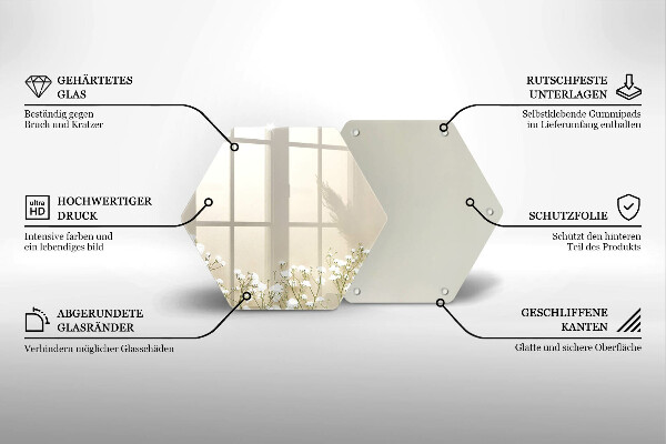 Tagliere in vetro Fiori boho in gesso