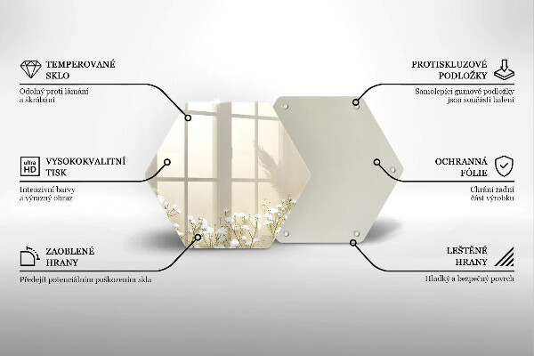 Tagliere in vetro Fiori boho in gesso