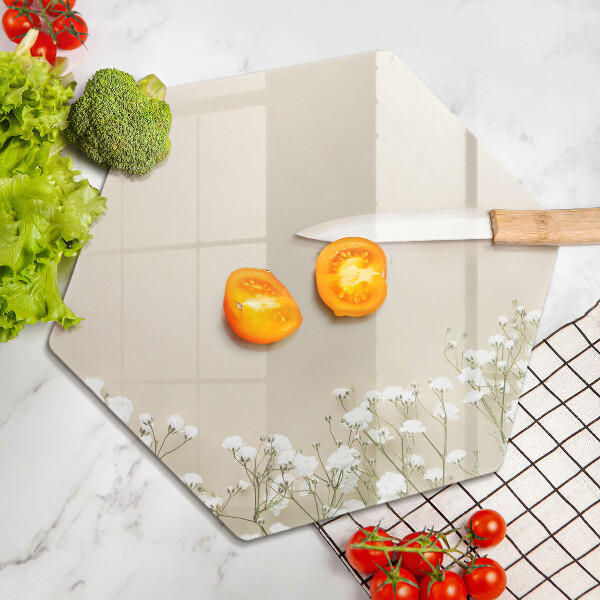 Tagliere in vetro Fiori boho in gesso