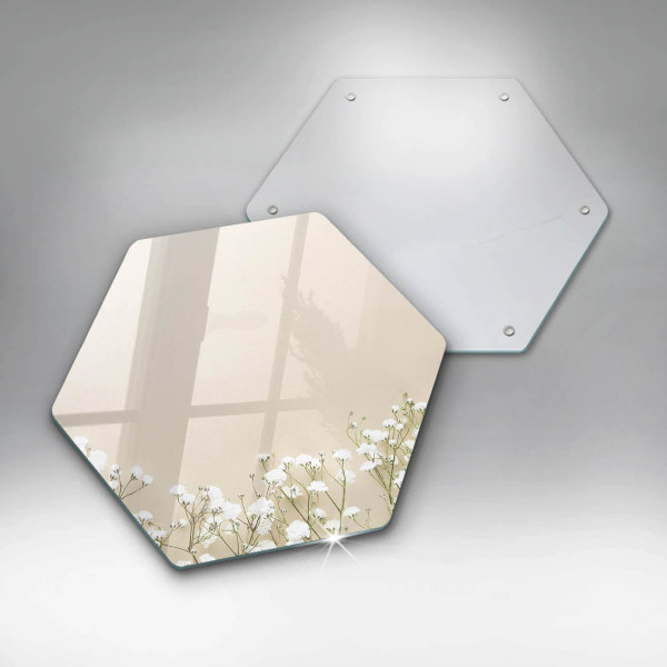 Tagliere in vetro Fiori boho in gesso