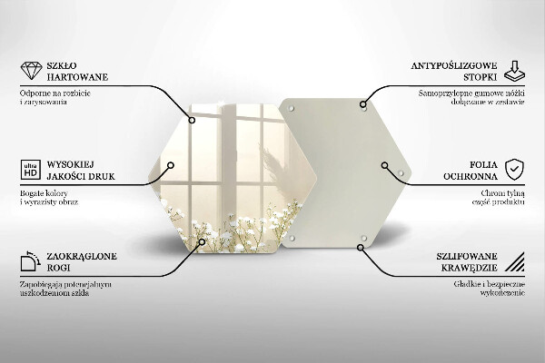 Tagliere in vetro Fiori boho in gesso