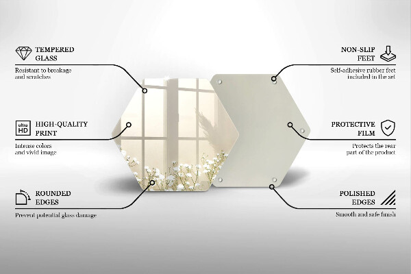 Tagliere in vetro Fiori boho in gesso