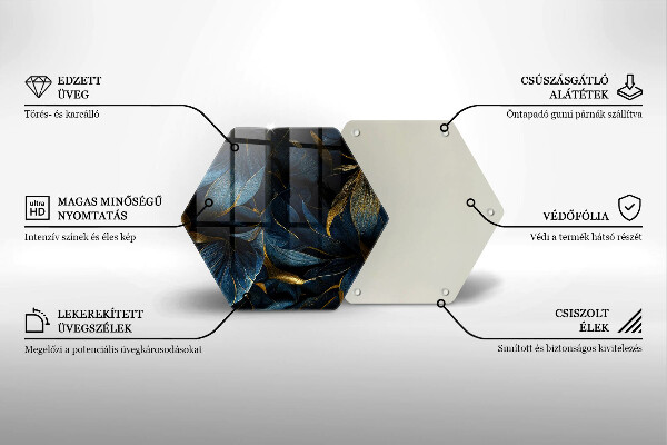 Tagliere in vetro Foglie decorative con oro