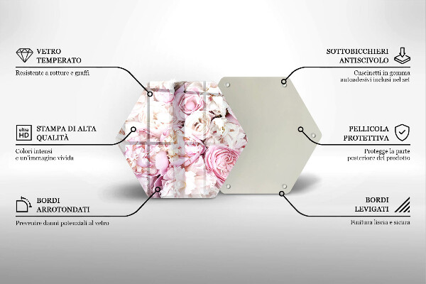 Tagliere in vetro Mazzo di peonia