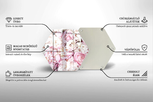 Tagliere in vetro Mazzo di peonia