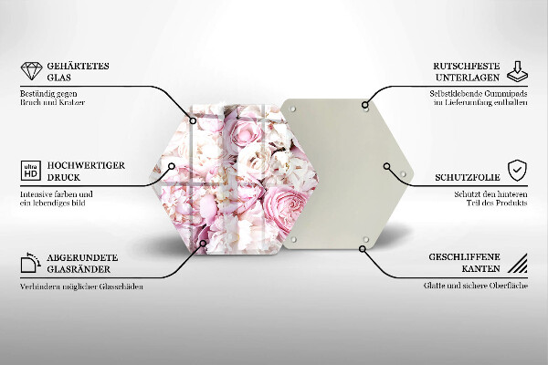 Tagliere in vetro Mazzo di peonia