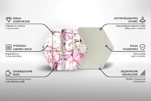 Tagliere in vetro Mazzo di peonia