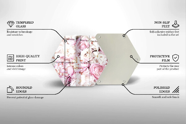 Tagliere in vetro Mazzo di peonia