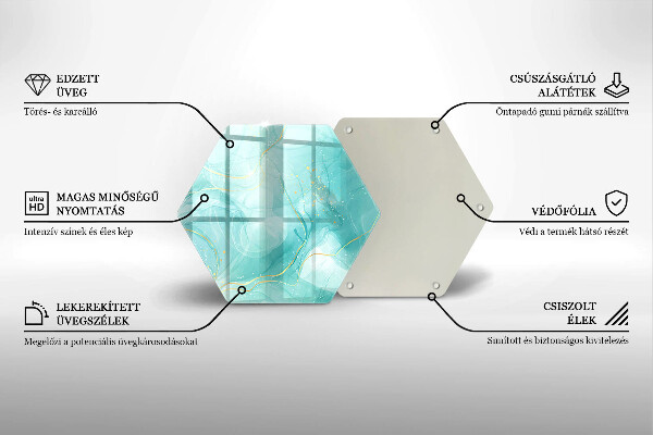 Tagliere in vetro Astrazione blu e oro