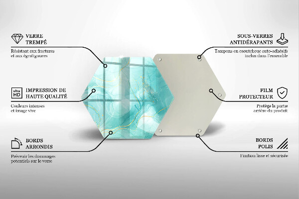 Tagliere in vetro Astrazione blu e oro