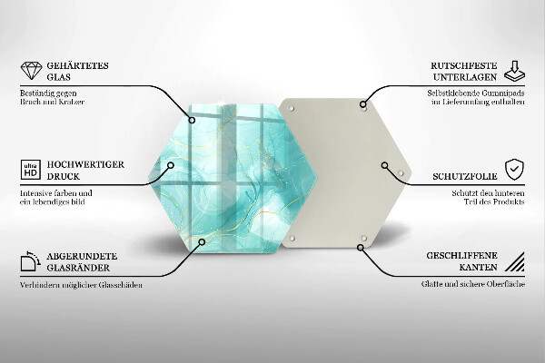 Tagliere in vetro Astrazione blu e oro