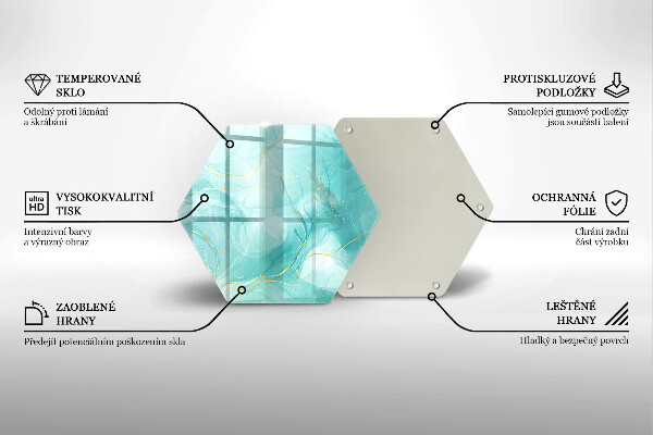 Tagliere in vetro Astrazione blu e oro