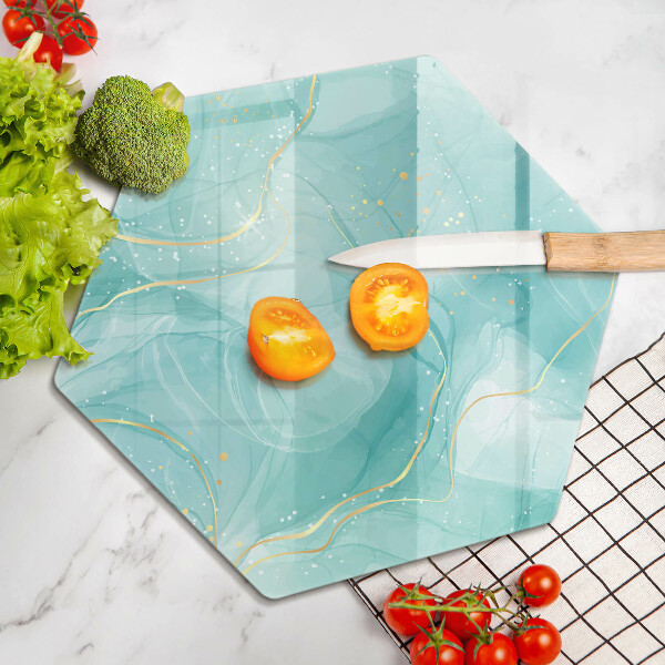 Tagliere in vetro Astrazione blu e oro