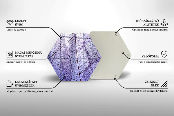 Tagliere in vetro Foglie con venature