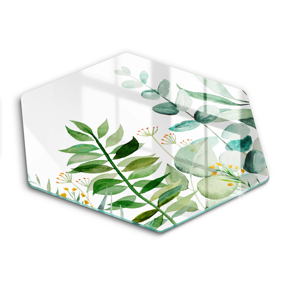 Tagliere in vetro Illustrazione delle foglie delle piante