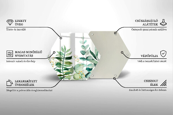 Tagliere in vetro Illustrazione delle foglie delle piante
