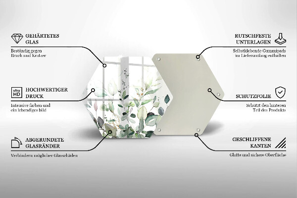 Tagliere in vetro Piante ad acquerello