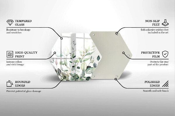 Tagliere in vetro Piante ad acquerello