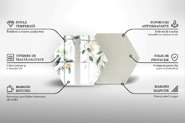 Tagliere in vetro Foglie ad acquerello