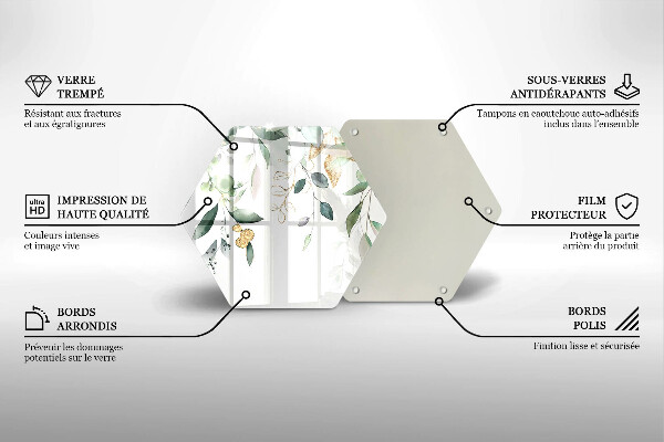 Tagliere in vetro Foglie ad acquerello