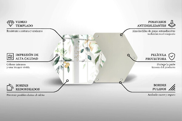 Tagliere in vetro Foglie ad acquerello