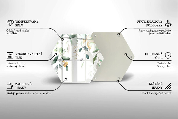 Tagliere in vetro Foglie ad acquerello