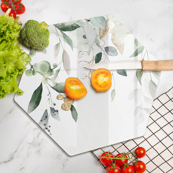 Tagliere in vetro Foglie ad acquerello