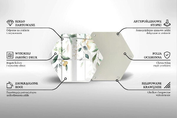 Tagliere in vetro Foglie ad acquerello