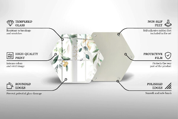 Tagliere in vetro Foglie ad acquerello