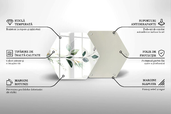 Tagliere in vetro Foglie ad acquerello