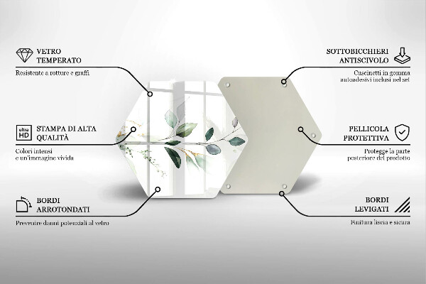 Tagliere in vetro Foglie ad acquerello