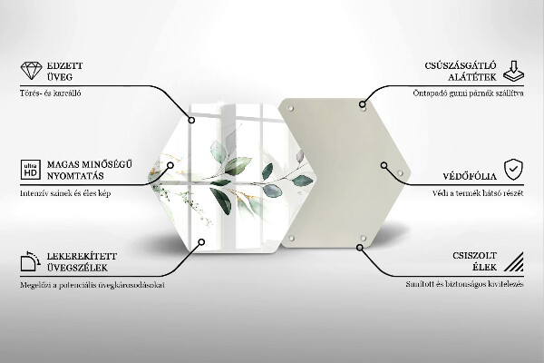 Tagliere in vetro Foglie ad acquerello