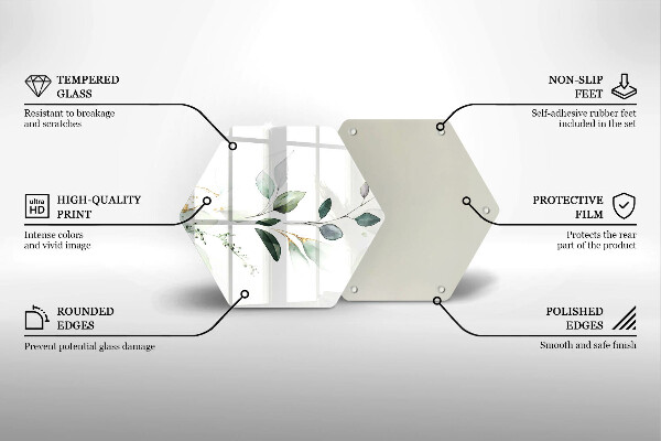 Tagliere in vetro Foglie ad acquerello