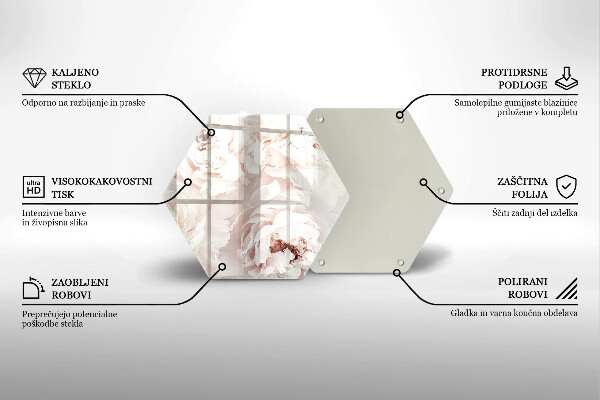 Tagliere in vetro Peonie pastello