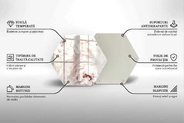 Tagliere in vetro Peonie pastello