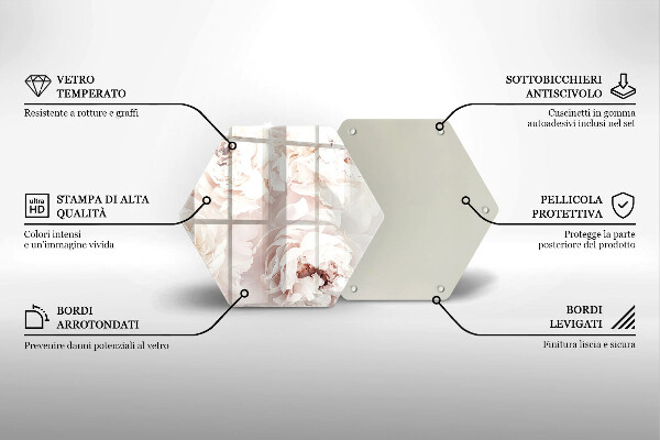 Tagliere in vetro Peonie pastello