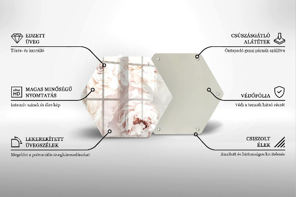 Tagliere in vetro Peonie pastello