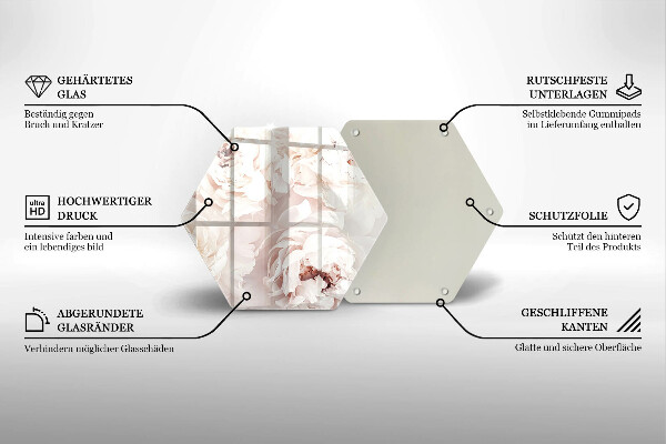 Tagliere in vetro Peonie pastello