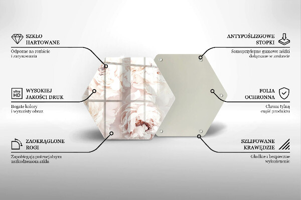 Tagliere in vetro Peonie pastello