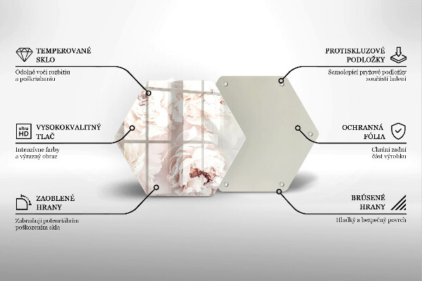 Tagliere in vetro Peonie pastello