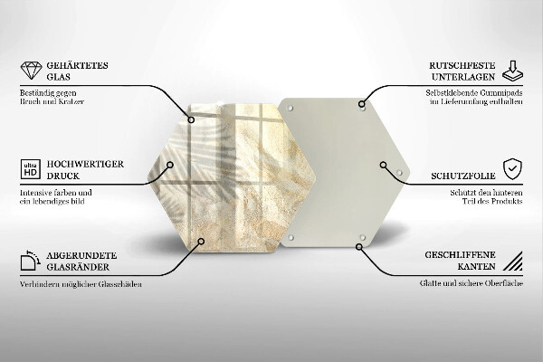 Tagliere in vetro Foglie di palma e sabbia