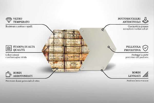 Tagliere in vetro Vecchi tappi per vino