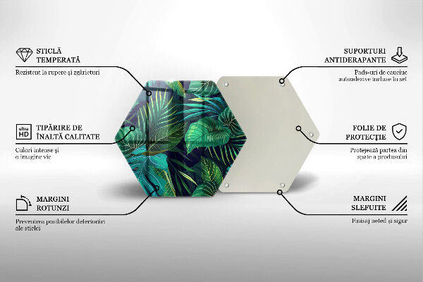 Tagliere in vetro Illustrazione delle foglie della giungla