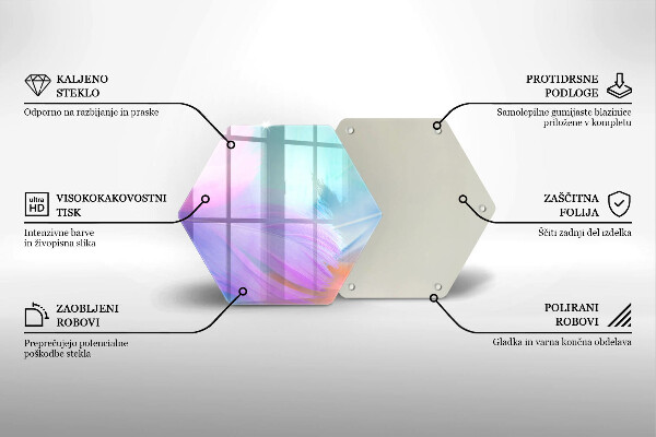 Tagliere in vetro Piume pastello