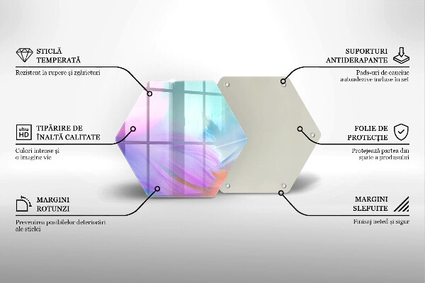 Tagliere in vetro Piume pastello